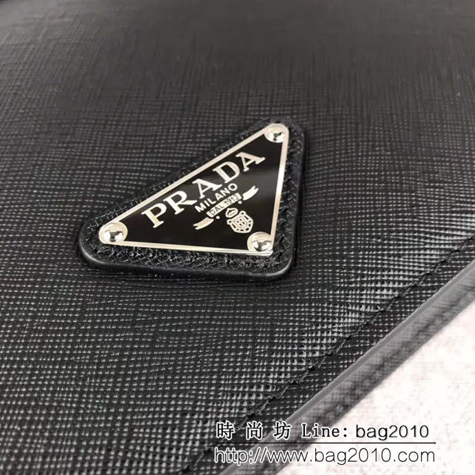 PRADA普拉達 專櫃同步 經典升級版 頂級原單十字紋牛皮 男士手包 2VF056 DD1385